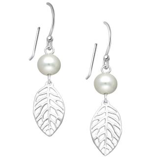 Cercei argint Frunze cu perle naturale de cultura