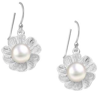 Cercei argint lungi tematica florala Dalii cu perle