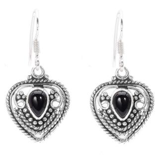 Cercei de argint filigran cu onix, Inima Neagra