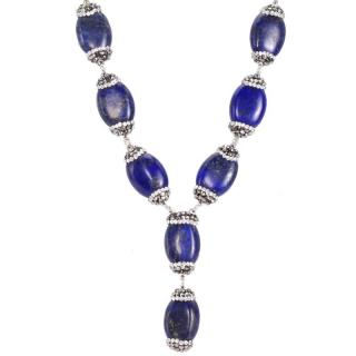 Colier de argint cu lapis lazuli, hematit si CZ