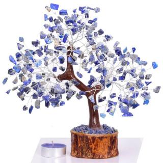 Copac decorativ 300 pietre lapis lazuli pe suport de lemn