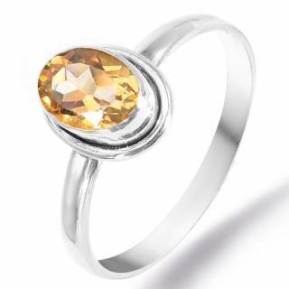 Inel argint cu citrin solitaire oval Raza de Soare