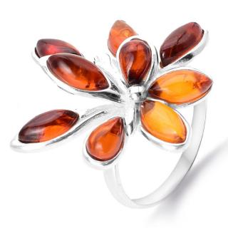 Inel argint Explozie de chihlimbar cherry