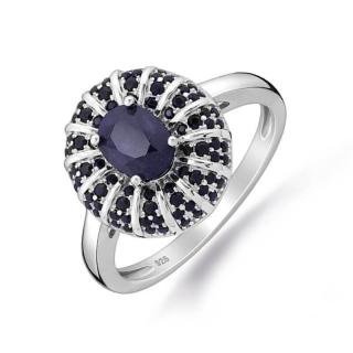 Inel argint, pietre safir natural si cubic zirconia