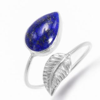 Inel argint reglabil Frunza cu lapis lazuli, 60-66