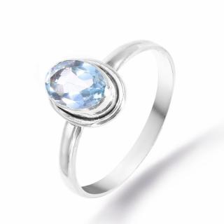 Inel de argint 925 cu piatra topaz albastru fatetat oval