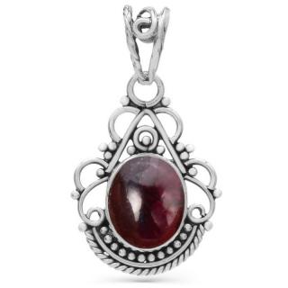 Pandantiv argint cu granat Boho Elegance