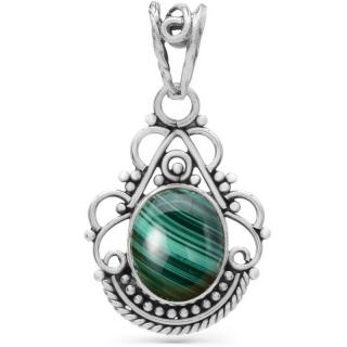 Pandantiv argint cu malachit Boho Elegance