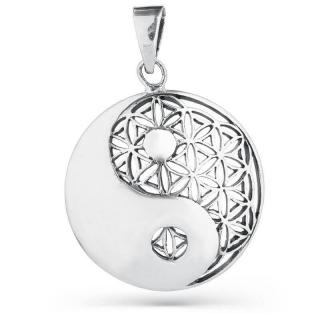 Pandantiv argint Yin Yang cu Floarea Vietii - 2 dimensiuni disponibile