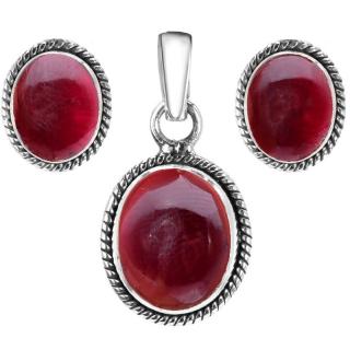 Set argint Cadou Pentru Ea cu granat