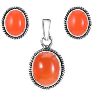 Set argint Cadou Pentru Ea cu pietre carneol