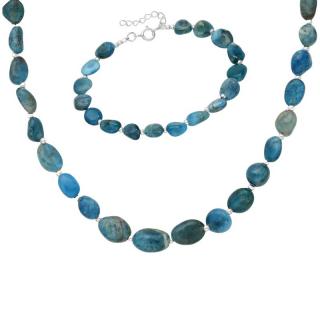 Set argint cu apatit - colier, bratara Azur