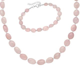 Set argint cu cuart roz - colier, bratara