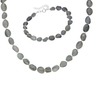 Set argint cu labradorit - colier, bratara Azur