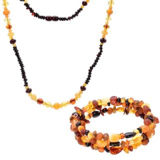 Set colier si bratara chihlimbar multicolor