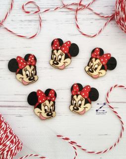 Martisor brosa Minnie Mouse din lemn, pictat manual