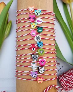 Martisor pentru copii: bratara cu animalute colorate