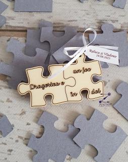 Marturie nunta puzzle magnet, personalizat