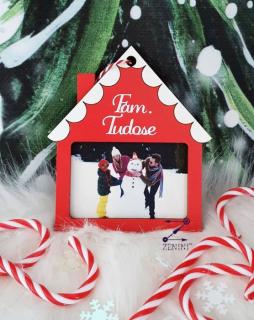 Ornament brad rama foto din lemn personalizata