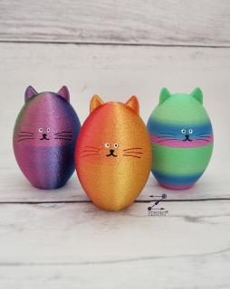 Pisica ou multicolora, printata 3D