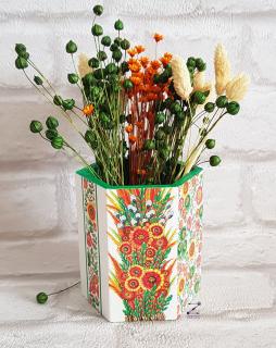 Vaza din lemn cu floarea soarelui