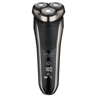 Aparat de ras rotativ 3 capete Adler, 1 treapta de viteza, acumulator, inox, negru