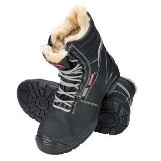 Bocanci imblaniti de piele Lahti Pro, clasa protectie S3SRC, model inalt, bombeu compozit, adecvati pentru temperaturi scazute, negru