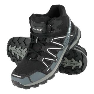 Bocanci Lahti Pro, clasa protectie O2SRA, material impermeabil, fara bombeu, talpa din cauciuc, negru cu elemente reflectorizante