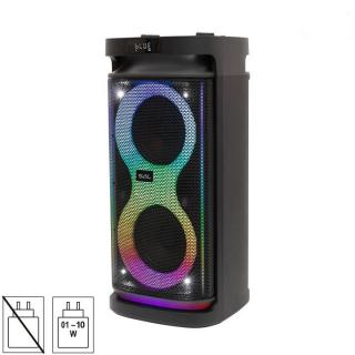 Boxa portabila Party Sal, 2 cai, 80W, subwoofer dublu, bass-reflex, conexiune Wireless, functie Karaoke