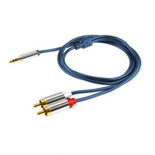 Cablu audio cu mufa stereo metalic, 2 prize metalice Rca 3.5mm, lungime cablu 1m