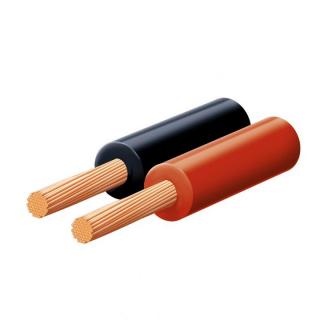 Cablu difuzor 2x0,35, fir 0.1mm, cupru fara oxigen, 4 x 2 mm, 20m rola, rosu-negru