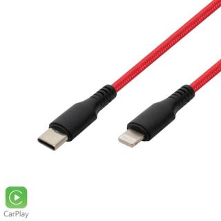Cablu incarcare Usb C Apple Lightning, 2.1A, 1m, rosu