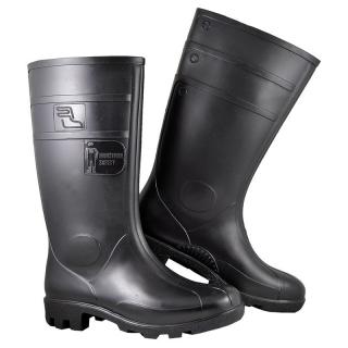 Cizme de protectie din PVC Kolmax, fara bombeu, proprietati antistatice si antideparante, negru