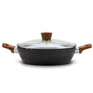 Cratita Nava 28 cm, capac din sticla, strat antiaderent, invelis de piatra