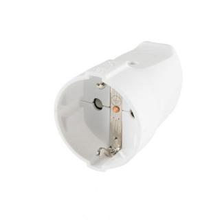 Cupla cu impamantare, cablu drept, manson flexibil, 16A, alb, 3680W