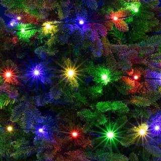 Ghirlanda 150 Led-uri color, 8 moduri de iluminare, cablu verde, adaptor IP44 pentru exterior