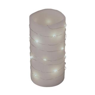 Ghirlanda microLED, suport plat de baterii, lumina fixa, alb rece, functie Timer On Off, 20 Led-uri