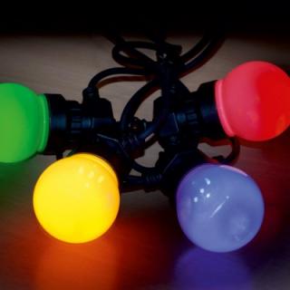 Ghirlanda Party LED cu legare in serie, pentru exterior, 10 globuri colorate, 5 m