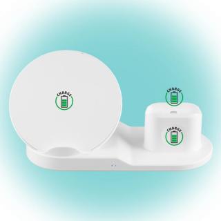 Incarcator wireless, standard Qi, 3in1, conectare cu 1 fir, 200 x 100 x 85 mm