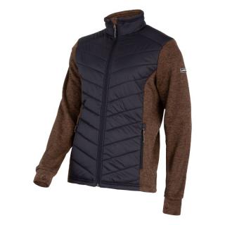 Jacheta cu imprimeu Lahti Pro, partial matlasata, material anti scamosare, protectie impotriva vantului, negru-maro