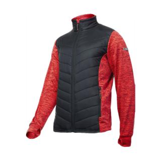 Jacheta cu imprimeu Lahti Pro, partial matlasata, material anti scamosare, protectie impotriva vantului, negru-rosu