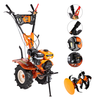Motocultor Detoolz 8.5 cp, motor 4T, 3 viteze, benzina, , roti 500-8, 2 viteze inainte +1 viteza inapoi
