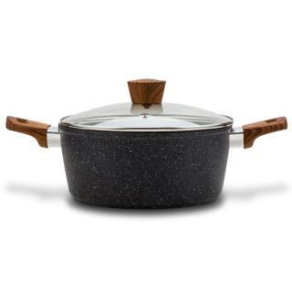 Oala 28 cm Nava, capacitate 6L, invelis de piatra, strat antiaderent, capac din sticla
