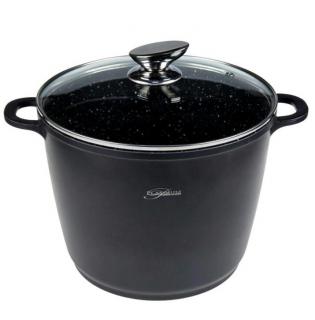 Oala cu interior marmorat Mischler Cook Platinum, 24 cm, 6.8 l, rezistanta in timp, design ecologic, economisire energie, Negru (PL-DAD24 BLACK)