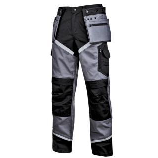 Pantalon de lucru gros premium negru-gri cu portiuni intarite pe buzunare si genunchi Lahti Pro