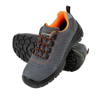 Pantofi de piele perforati Lahti Pro, clasa protectie S1SRC, bombeu compozit rezistent la soc, gri