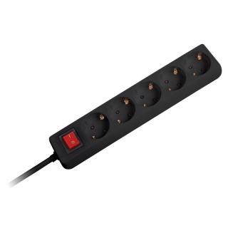 Prelungitor 5 prize Omega, intrerupator negru, 3 x 1.5 mm, cu impamantare