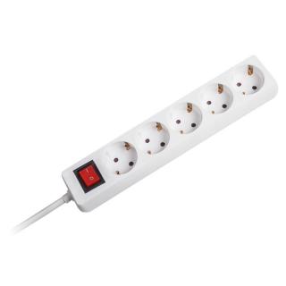 Prelungitor cu impamantare si intrerupator, 5 prize, alb, 3 x 1,5 mm