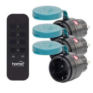 Priza telecomandabila IP44, 2300 W, 3 buc, 40m, indicator Led, 1 baterie inclusa