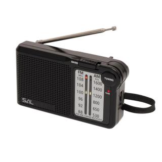 Radio portabil, 2 benzi, negru, indicator led de reglare, alimentare baterii 2V (neincluse)
